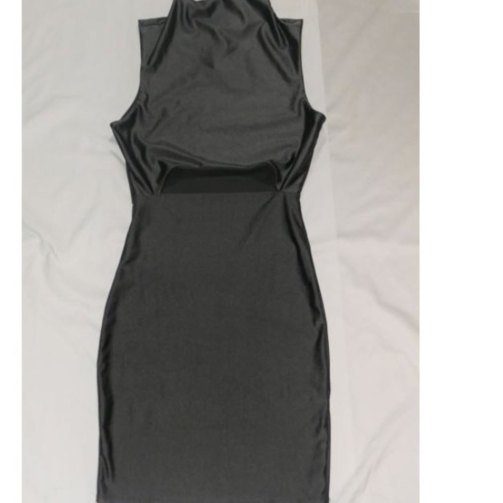 Fitted Silky Charcoal Grey Fashion Nova Mini Dress